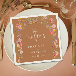 Serviette En Papier Mariage d'automne avec une arche florale Bohème Ch