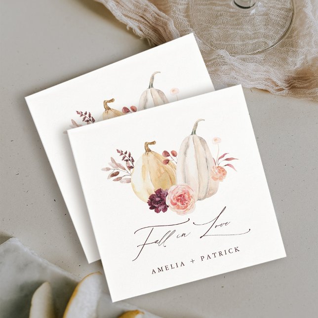 Serviette En Papier Mariage d'automne Citrouille Coup de foudre (Créateur téléchargé)