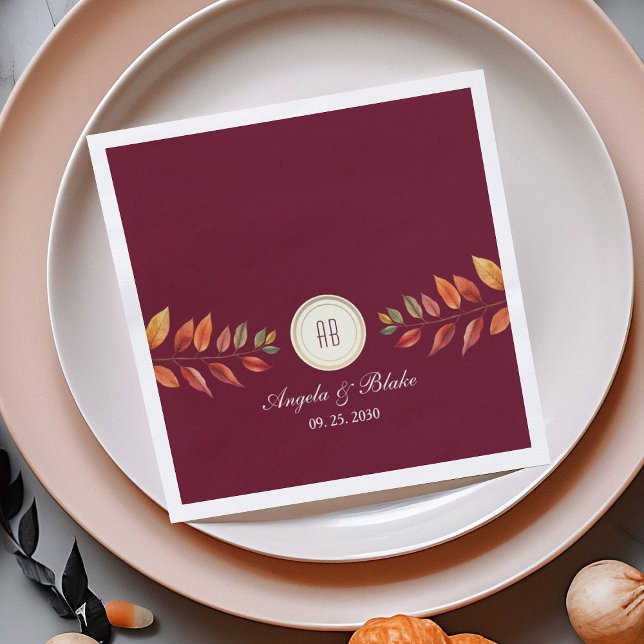 Serviette En Papier Mariage d'automne en Bourgogne (Créateur téléchargé)