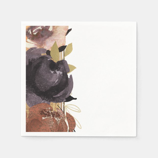 Serviette En Papier Mariage d'automne Fleurs de glamour audacieuses Fl (Devant)