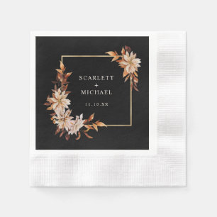 Serviette En Papier Mariage d'automne noir