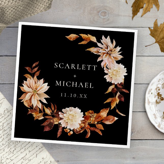 Serviette En Papier Mariage d'automne noir (Black Fall Wedding Napkins
)