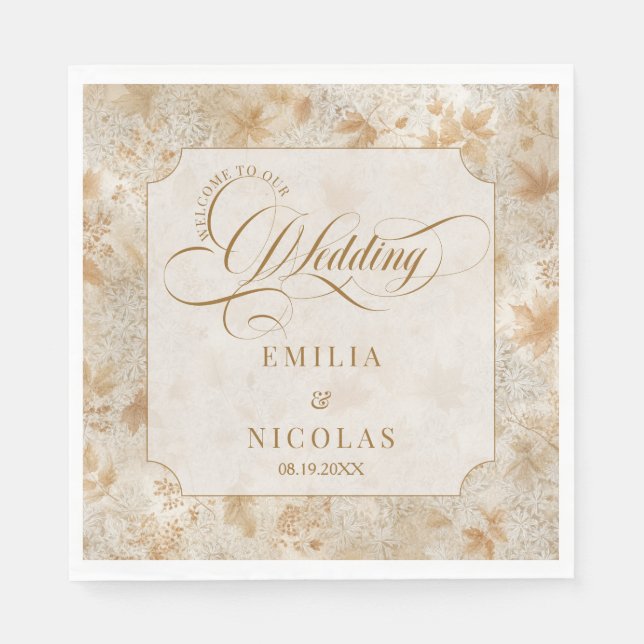Serviette En Papier Mariage d'automne victorien de luxe (Devant)