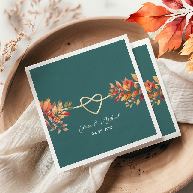 Serviette En Papier Mariage de automne Boho turquoise (Créateur téléchargé)