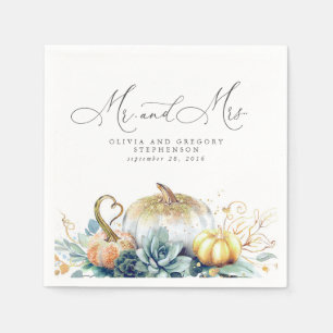 Serviette En Papier Mariage de automne Citrouille d'or Succulents