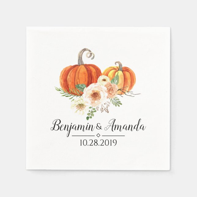 Serviette En Papier Mariage de automne Citrouille Rustica (Devant)