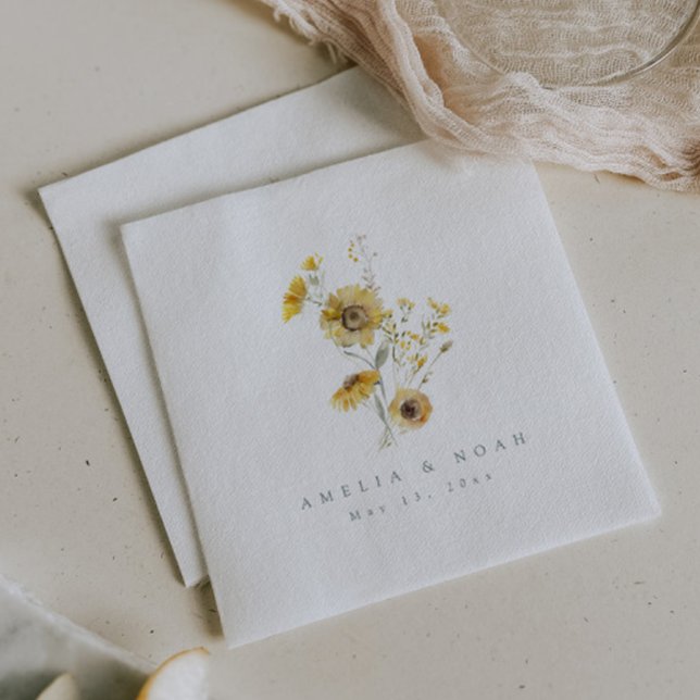 Serviette En Papier Mariage de automne Rustic Sunflower Cocktail Napki (Créateur téléchargé)