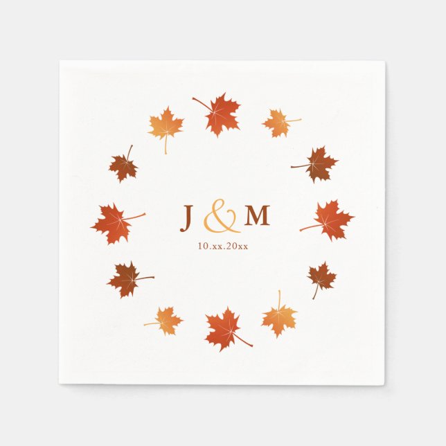 Serviette En Papier mariage de automne rustique feuille en érable colo (Devant)