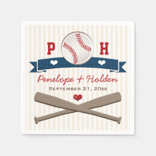 SERVIETTE EN PAPIER MARIAGE DE BASEBALL MONOGRAMMMÉ