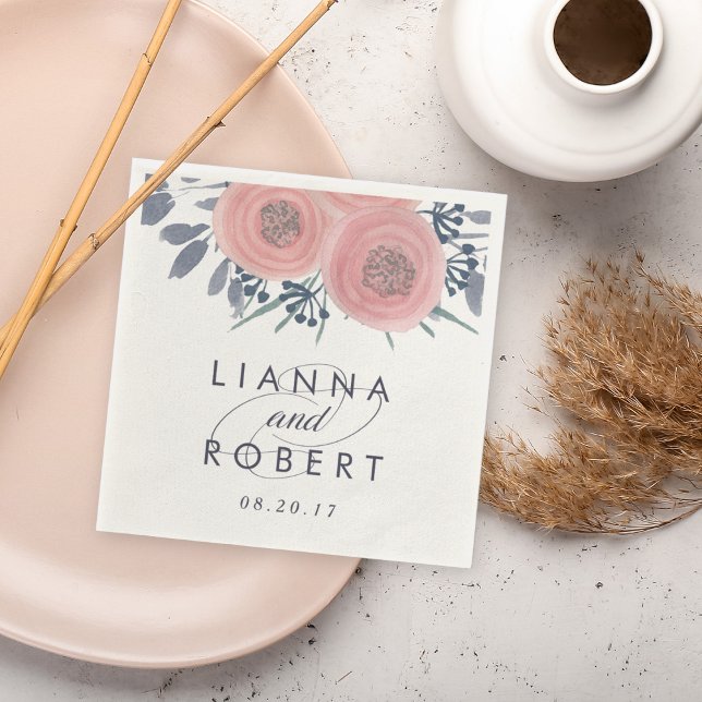 Serviette En Papier Mariage de Blush Poppies (Créateur téléchargé)