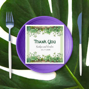 Serviette En Papier Mariage de bordure vert vigne et Jour de la Saint 