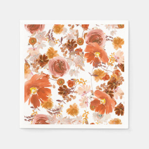 Serviette En Papier Mariage de bouquet floral Burange Terracotta