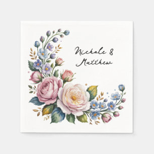 Serviette En Papier Mariage de bouquet floral romantique