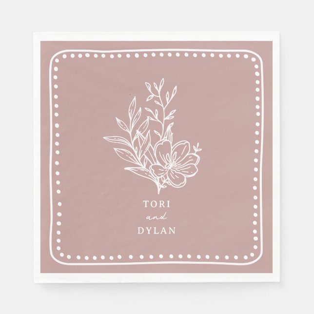 Serviette En Papier Mariage de bouquet rose floral (Devant)