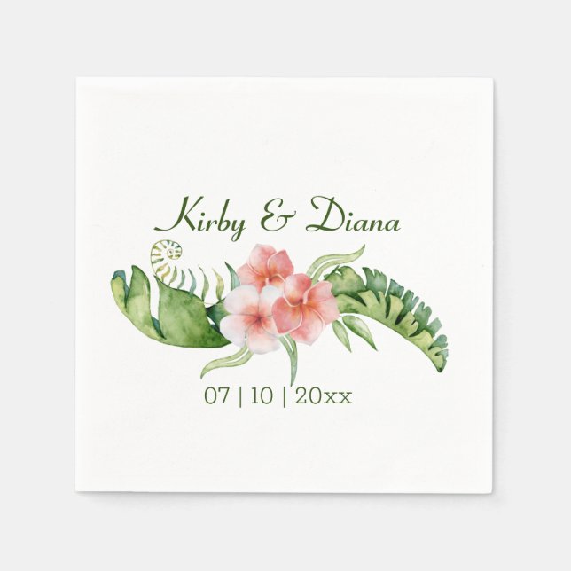 Serviette En Papier Mariage de bouquet tropical (Devant)