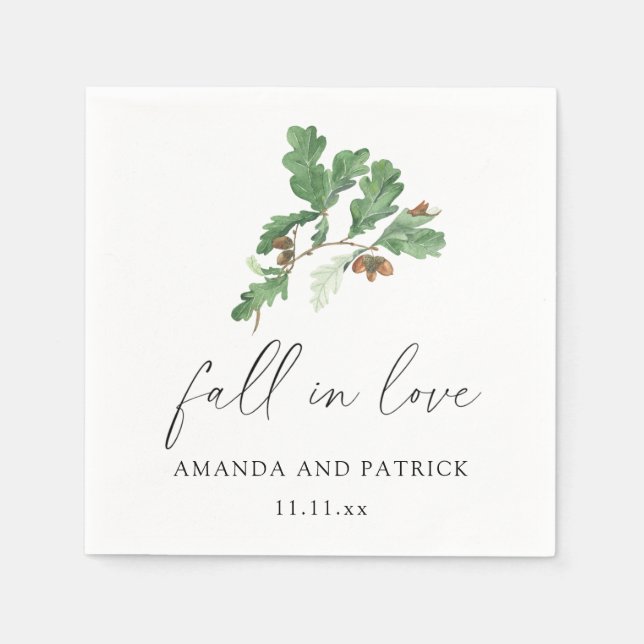 Serviette En Papier Mariage de branche de gland (Devant)