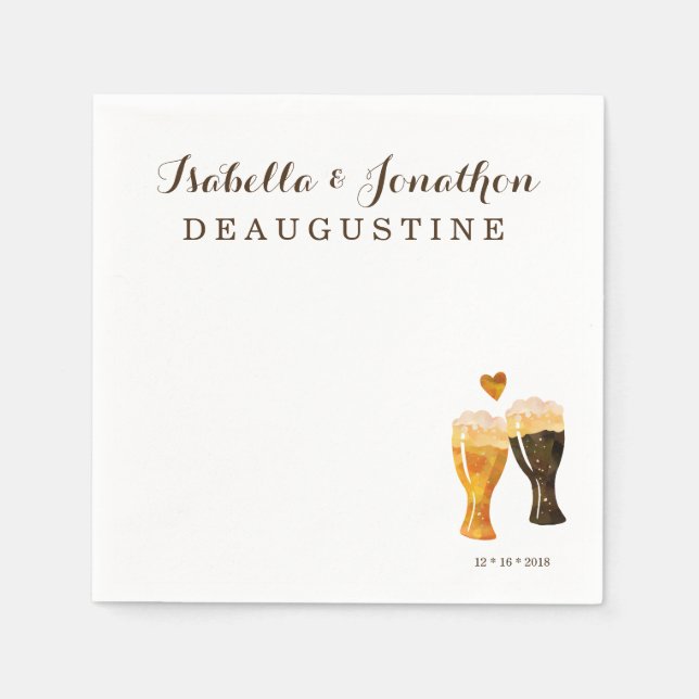 Serviette En Papier Mariage de brasserie personnalisé - Toast de bière (Devant)