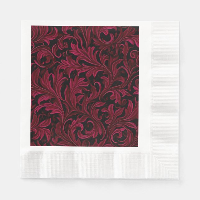 Serviette En Papier Mariage de Burgundy Paisley (Devant)