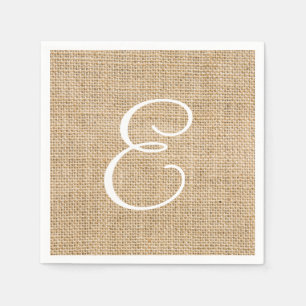 Serviette En Papier Mariage de Burlap rustique Monogramme simple