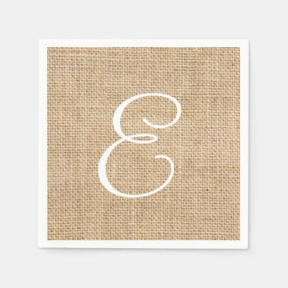 Serviette En Papier Mariage de Burlap rustique Monogramme simple