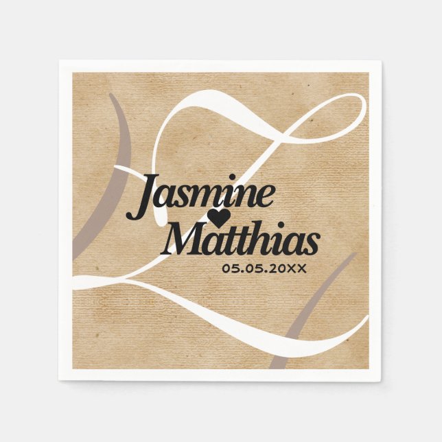 Serviette En Papier Mariage de Burlap Vintage rustique (Devant)