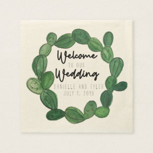 Serviette En Papier Mariage de Cactus : Bienvenue