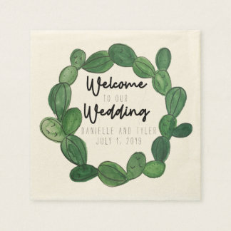 Serviette En Papier Mariage de Cactus : Bienvenue