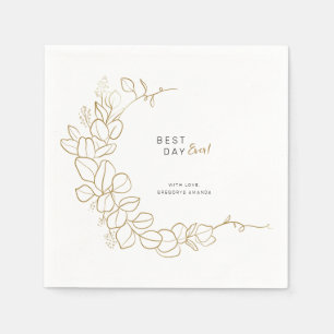 Serviette En Papier Mariage de cadre Feuilles or peint à la main