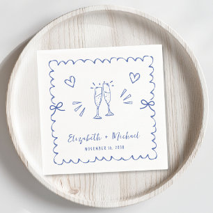 Serviette En Papier Mariage de cadre tendance bleu vague