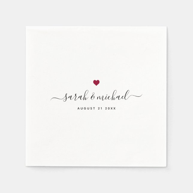 Serviette En Papier Mariage de calligraphie de script élégant personna (Devant)