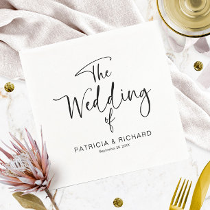 Serviette En Papier Mariage de calligraphie moderne simple