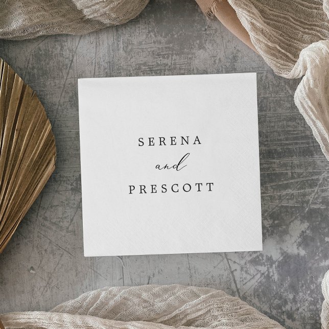 Serviette En Papier Mariage de calligraphie noir délicat (Créateur téléchargé)