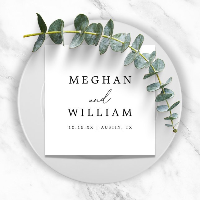 Serviette En Papier Mariage de calligraphie simple romantique (Créateur téléchargé)