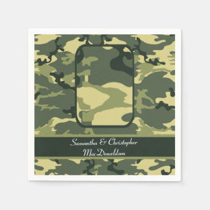 Serviette En Papier Mariage de camouflage militaire ou de chasse vert