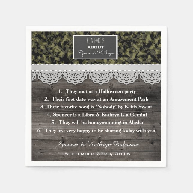 Serviette En Papier Mariage de Camouflage romantique (Devant)