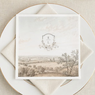 Serviette En Papier Mariage de Campagne Français Personnalisé Monogram