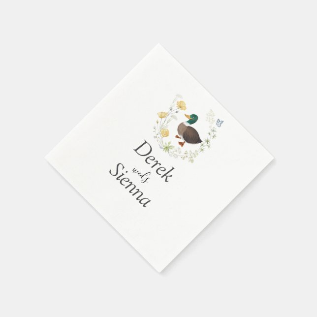 Serviette En Papier Mariage de canard colvert fleur sauvage (Coin)