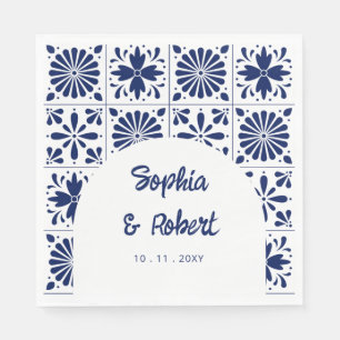 Serviette En Papier Mariage de carreaux bleu Talavera de la marine mex