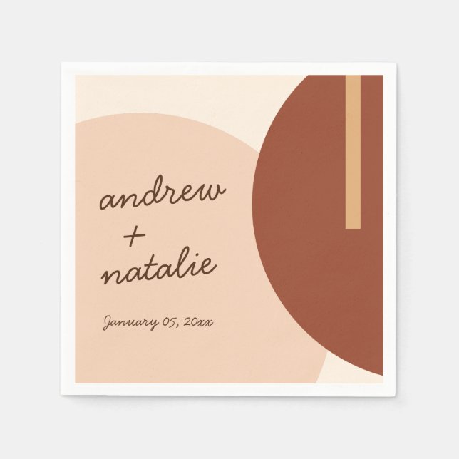 Serviette En Papier Mariage de cercles Abstraits de Boho moderne (Devant)
