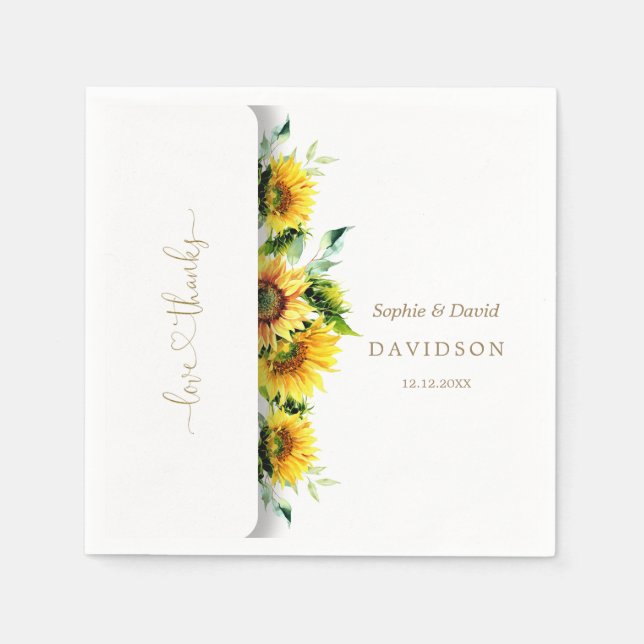 Serviette En Papier Mariage de Charming Watercolor (Devant)