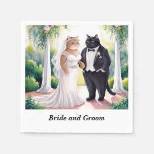 Serviette En Papier Mariage de chat sur le thème de la mariée et la ch
