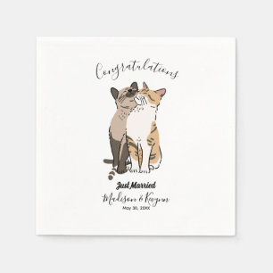 Serviette En Papier Mariage de chats mignons