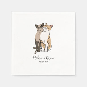 Serviette En Papier Mariage de chats mignons