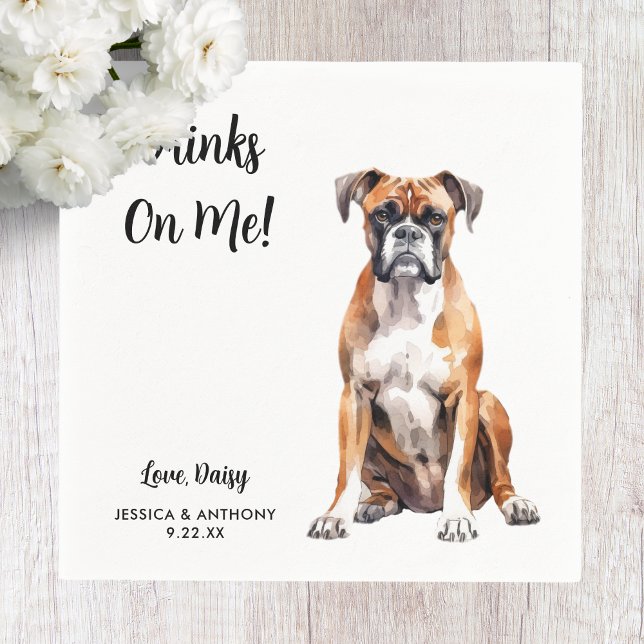 Serviette En Papier Mariage de chien Boxer  (Créateur téléchargé)
