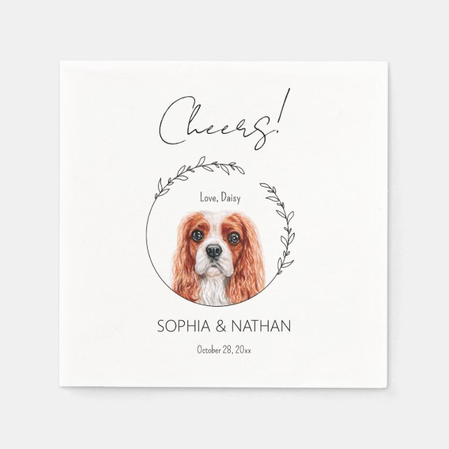 Serviette En Papier Mariage de chien Cavalier simple Cocktail serviett (Devant)