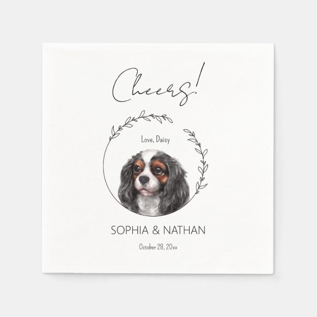 Serviette En Papier Mariage de chien Cavalier simple Cocktail serviett (Devant)