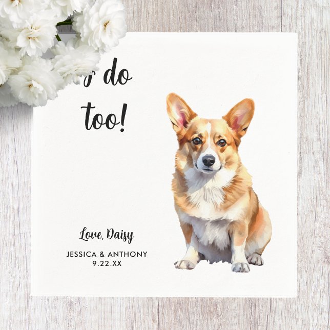 Serviette En Papier Mariage de chien Corgi  (Créateur téléchargé)