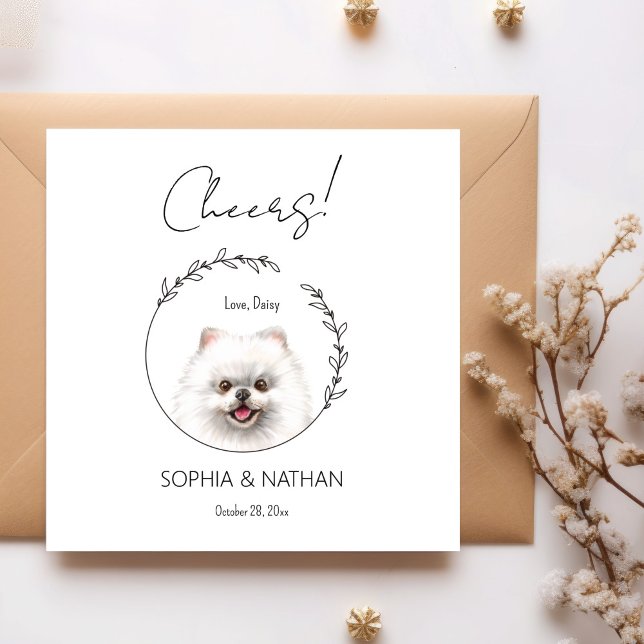 Serviette En Papier Mariage de chien de Poméranie simple Cocktail Napk (Créateur téléchargé)