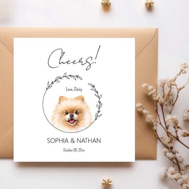 Serviette En Papier Mariage de chien de Poméranie simple Cocktail Napk (Créateur téléchargé)