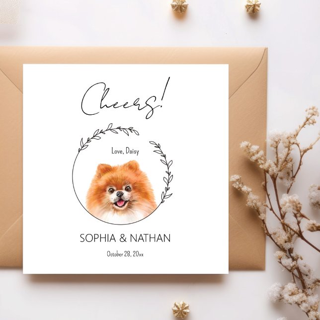 Serviette En Papier Mariage de chien de Poméranie simple Cocktail Napk (Créateur téléchargé)